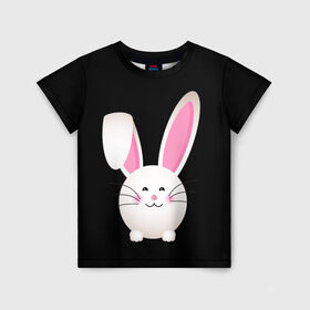 Детская футболка 3D с принтом УШАСТИК в Белгороде, 100% гипоаллергенный полиэфир | прямой крой, круглый вырез горловины, длина до линии бедер, чуть спущенное плечо, ткань немного тянется | bunny | cartoon | hare | rabbit | зайка | заяц | кролик | мультик | уши