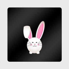 Магнит виниловый Квадрат с принтом УШАСТИК в Белгороде, полимерный материал с магнитным слоем | размер 9*9 см, закругленные углы | Тематика изображения на принте: bunny | cartoon | hare | rabbit | зайка | заяц | кролик | мультик | уши