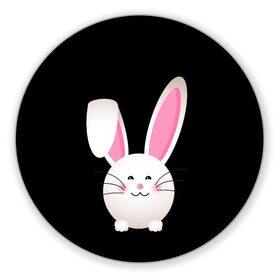 Коврик для мышки круглый с принтом УШАСТИК в Белгороде, резина и полиэстер | круглая форма, изображение наносится на всю лицевую часть | bunny | cartoon | hare | rabbit | зайка | заяц | кролик | мультик | уши