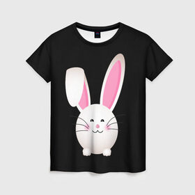 Женская футболка 3D с принтом УШАСТИК в Белгороде, 100% полиэфир ( синтетическое хлопкоподобное полотно) | прямой крой, круглый вырез горловины, длина до линии бедер | bunny | cartoon | hare | rabbit | зайка | заяц | кролик | мультик | уши