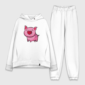 Женский костюм хлопок Oversize с принтом ПОРОСЁНОК в Белгороде,  |  | boar | cute | pig | piglet | pink | smile | кабан | милый | поросенок | пятачок | розовый | свинья | улыбка