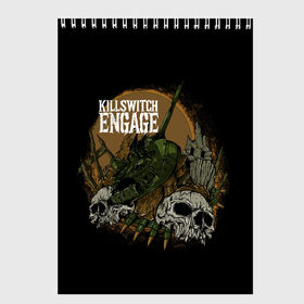 Скетчбук с принтом Killswitch Engage в Белгороде, 100% бумага
 | 48 листов, плотность листов — 100 г/м2, плотность картонной обложки — 250 г/м2. Листы скреплены сверху удобной пружинной спиралью | Тематика изображения на принте: killswitch engage | metal | metalcore | rock | skull | метал | рок | танк | череп