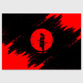 Поздравительная открытка с принтом САМУРАИ | SAMURAI в Белгороде, 100% бумага | плотность бумаги 280 г/м2, матовая, на обратной стороне линовка и место для марки
 | ahegao | anime | blood | japan | katana | knight | moon | samurai | senpai | sun | warior | аниме | ахегао | воин | катана | кровавая | кровавый | кровь | луна | меч | сакура | самураи | самурай | семпай | сенпай | солнце | харакири | 