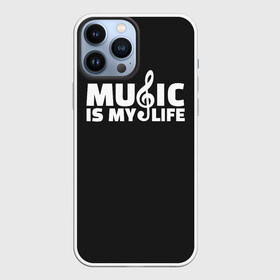 Чехол для iPhone 13 Pro Max с принтом Music is My Life в Белгороде,  |  | and | calm | ceep | clef | instrument | is | life | listen | music | musical | my | notation | note | notes | tablature | treble | грамота | инструмент | ключ | музыка | музыкальный | нота | нотная | ноты | скрипичный | табулатура