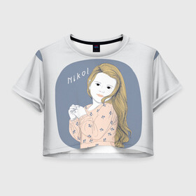 Женская футболка Crop-top 3D с принтом Nikol (Nikol & Alisa)  в Белгороде, 100% полиэстер | круглая горловина, длина футболки до линии талии, рукава с отворотами | nikol | nikol  alisa | девочка | николь | николь и алиса