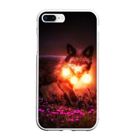 Чехол для iPhone 7Plus/8 Plus матовый с принтом Лисица с фонариками в Белгороде, Силикон | Область печати: задняя сторона чехла, без боковых панелей | fox | foxy | животное | звери | лиса | лисенок | лисичка | милая | рыжая | фокс