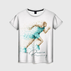 Женская футболка 3D с принтом Russia Running в Белгороде, 100% полиэфир ( синтетическое хлопкоподобное полотно) | прямой крой, круглый вырез горловины, длина до линии бедер | running | russia | russia running | бег | россия