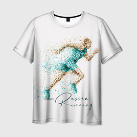 Мужская футболка 3D с принтом Russia Running в Белгороде, 100% полиэфир | прямой крой, круглый вырез горловины, длина до линии бедер | running | russia | russia running | бег | россия