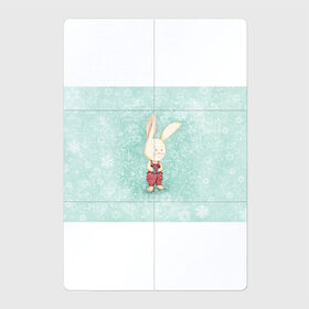 Магнитный плакат 2Х3 с принтом Зайчик с подарком в Белгороде, Полимерный материал с магнитным слоем | 6 деталей размером 9*9 см | зайчик | зима | красный | малыш | новый год | подарок | ребенок | снежинка