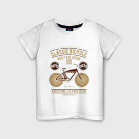 Детская футболка хлопок с принтом классический велосипед в Белгороде, 100% хлопок | круглый вырез горловины, полуприлегающий силуэт, длина до линии бедер | bike | байк | велосипед
