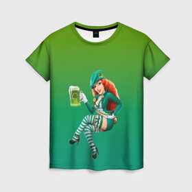 Женская футболка 3D с принтом девушка вечеринка на Патрика в Белгороде, 100% полиэфир ( синтетическое хлопкоподобное полотно) | прямой крой, круглый вырез горловины, длина до линии бедер | 17 марта | вечеринка | девушка | день святого патрика | зеленый | зеленый костюм | ирландия | клевер | костюм | кружка | лепрекон | модель | монеты | рисунок | традиции | эль