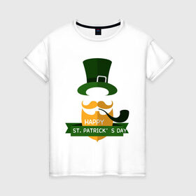 Женская футболка хлопок с принтом настоящий ирландец в Белгороде, 100% хлопок | прямой крой, круглый вырез горловины, длина до линии бедер, слегка спущенное плечо | 17 марта | день святого патрика | зеленый | ирландия | клевер | надпись | пожелние | традиции | трубка | цилиндр | шляпа