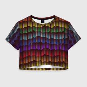 Женская футболка Crop-top 3D с принтом Радуга в Белгороде, 100% полиэстер | круглая горловина, длина футболки до линии талии, рукава с отворотами | волны | настроение | радуга | радужное | текстура