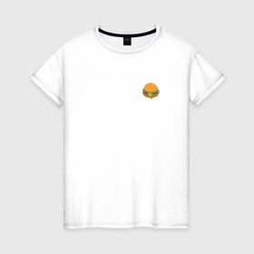 Женская футболка хлопок с принтом Бургер в Белгороде, 100% хлопок | прямой крой, круглый вырез горловины, длина до линии бедер, слегка спущенное плечо | hamburger | бургер | бутерброд | гамбургер | еда | фастфуд