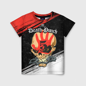 Детская футболка 3D с принтом Five Finger Death Punch [7] в Белгороде, 100% гипоаллергенный полиэфир | прямой крой, круглый вырез горловины, длина до линии бедер, чуть спущенное плечо, ткань немного тянется | 5fdp | 5фдп | ffdp | five finger death punch | metal | music | skeleton | sounds | метал | музыка | рок | череп