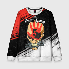 Детский свитшот 3D с принтом Five Finger Death Punch [7] в Белгороде, 100% полиэстер | свободная посадка, прямой крой, мягкая тканевая резинка на рукавах и понизу свитшота | 5fdp | 5фдп | ffdp | five finger death punch | metal | music | skeleton | sounds | метал | музыка | рок | череп