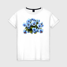 Женская футболка хлопок с принтом Цветочки в Белгороде, 100% хлопок | прямой крой, круглый вырез горловины, длина до линии бедер, слегка спущенное плечо | анютины глазки | девушкам | женщинам | красота | цветочки | цветы