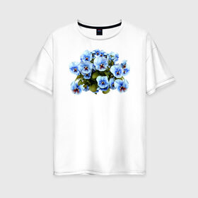 Женская футболка хлопок Oversize с принтом Цветочки в Белгороде, 100% хлопок | свободный крой, круглый ворот, спущенный рукав, длина до линии бедер
 | анютины глазки | девушкам | женщинам | красота | цветочки | цветы