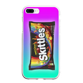 Чехол для iPhone 7Plus/8 Plus матовый с принтом Skittles | Черный в Белгороде, Силикон | Область печати: задняя сторона чехла, без боковых панелей | black | skittles | sweet heat | градиент | зеленый | радуга | розовый | синий | скитлс | черный