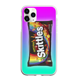 Чехол для iPhone 11 Pro матовый с принтом Skittles | Черный в Белгороде, Силикон |  | black | skittles | sweet heat | градиент | зеленый | радуга | розовый | синий | скитлс | черный