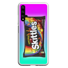 Чехол для Honor 20 с принтом Skittles | Черный в Белгороде, Силикон | Область печати: задняя сторона чехла, без боковых панелей | black | skittles | sweet heat | градиент | зеленый | радуга | розовый | синий | скитлс | черный