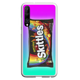 Чехол для Honor P30 с принтом Skittles | Черный в Белгороде, Силикон | Область печати: задняя сторона чехла, без боковых панелей | Тематика изображения на принте: black | skittles | sweet heat | градиент | зеленый | радуга | розовый | синий | скитлс | черный