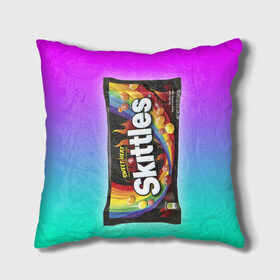 Подушка 3D с принтом Skittles | Черный в Белгороде, наволочка – 100% полиэстер, наполнитель – холлофайбер (легкий наполнитель, не вызывает аллергию). | состоит из подушки и наволочки. Наволочка на молнии, легко снимается для стирки | Тематика изображения на принте: black | skittles | sweet heat | градиент | зеленый | радуга | розовый | синий | скитлс | черный