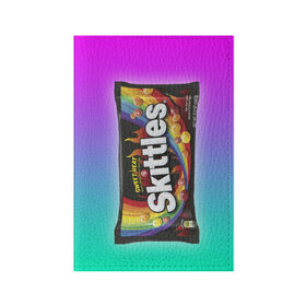 Обложка для паспорта матовая кожа с принтом Skittles | Черный в Белгороде, натуральная матовая кожа | размер 19,3 х 13,7 см; прозрачные пластиковые крепления | Тематика изображения на принте: black | skittles | sweet heat | градиент | зеленый | радуга | розовый | синий | скитлс | черный