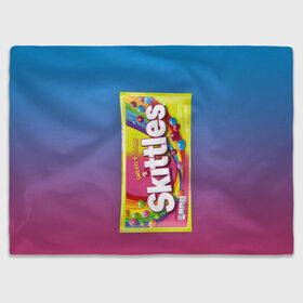 Плед 3D с принтом Skittles | Желтый в Белгороде, 100% полиэстер | закругленные углы, все края обработаны. Ткань не мнется и не растягивается | Тематика изображения на принте: skittles | sweet sours | yellow | градиент | желтый | красный | радуга | розовый | синий | скитлс | фиолетовый