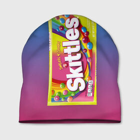 Шапка 3D с принтом Skittles | Желтый в Белгороде, 100% полиэстер | универсальный размер, печать по всей поверхности изделия | skittles | sweet sours | yellow | градиент | желтый | красный | радуга | розовый | синий | скитлс | фиолетовый
