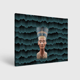 Холст прямоугольный с принтом Нефертити в Белгороде, 100% ПВХ |  | африка | божества | волны | геометрия | египет | маска | нефертити | фараон | царица