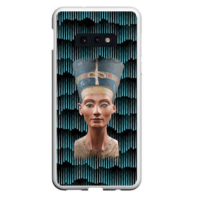 Чехол для Samsung S10E с принтом Нефертити в Белгороде, Силикон | Область печати: задняя сторона чехла, без боковых панелей | африка | божества | волны | геометрия | египет | маска | нефертити | фараон | царица
