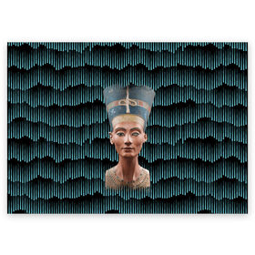 Поздравительная открытка с принтом Нефертити в Белгороде, 100% бумага | плотность бумаги 280 г/м2, матовая, на обратной стороне линовка и место для марки
 | африка | божества | волны | геометрия | египет | маска | нефертити | фараон | царица