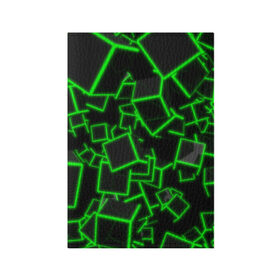 Обложка для паспорта матовая кожа с принтом Cyber cube в Белгороде, натуральная матовая кожа | размер 19,3 х 13,7 см; прозрачные пластиковые крепления | Тематика изображения на принте: 3д кубики | cyber cube | кибер куб | куб | неоновые кубики