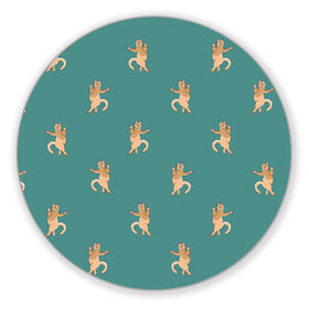 Коврик для мышки круглый с принтом Танцующие коты в Белгороде, резина и полиэстер | круглая форма, изображение наносится на всю лицевую часть | Тематика изображения на принте: dance | коты | паттерн | синий | танцы
