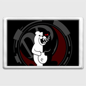 Магнит 45*70 с принтом MONOKUMA | МОНОКУМА | DANGANRO в Белгороде, Пластик | Размер: 78*52 мм; Размер печати: 70*45 | anime | bear | black  white | danganronpa | kurokuma | monodam | monokuma | monomi | monotaro | rabbit | school | shirokuma | аниме | главарь | мoноми | монокума | черно белый | школа