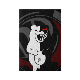 Обложка для паспорта матовая кожа с принтом MONOKUMA | МОНОКУМА | DANGANRO в Белгороде, натуральная матовая кожа | размер 19,3 х 13,7 см; прозрачные пластиковые крепления | anime | bear | black  white | danganronpa | kurokuma | monodam | monokuma | monomi | monotaro | rabbit | school | shirokuma | аниме | главарь | мoноми | монокума | черно белый | школа