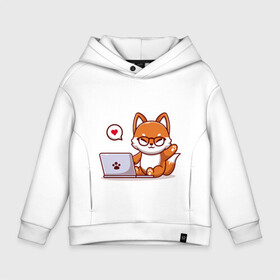 Детское худи Oversize хлопок с принтом Cute fox and laptop в Белгороде, френч-терри — 70% хлопок, 30% полиэстер. Мягкий теплый начес внутри —100% хлопок | боковые карманы, эластичные манжеты и нижняя кромка, капюшон на магнитной кнопке | fox | laptop | love | кицуне | кицунэ | комп | компьютер | лапа | лапка | лиса | лисенок | лисичка | лэптоп | любовь | ноут | ноутбук | отпечаток | очки | привет | рука | ручка | сердечко | сердце