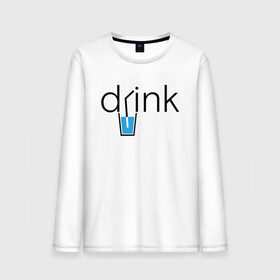 Мужской лонгслив хлопок с принтом DRINK | ПИТЬ в Белгороде, 100% хлопок |  | creative | drink | minimalism | water | вода | креатив | креативная | минимализм | надпись | пить | текст