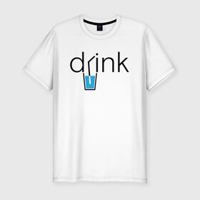 Мужская футболка хлопок Slim с принтом DRINK | ПИТЬ в Белгороде, 92% хлопок, 8% лайкра | приталенный силуэт, круглый вырез ворота, длина до линии бедра, короткий рукав | creative | drink | minimalism | water | вода | креатив | креативная | минимализм | надпись | пить | текст