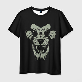 Мужская футболка 3D с принтом Сердитый лев в Белгороде, 100% полиэфир | прямой крой, круглый вырез горловины, длина до линии бедер | angry | lion | predator | лев | сердитый | хищник