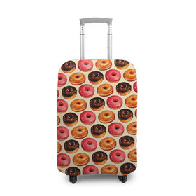 Чехол для чемодана 3D с принтом Пончики в Белгороде, 86% полиэфир, 14% спандекс | двустороннее нанесение принта, прорези для ручек и колес | еда | колечки | кольцо | конфеты | круг | пища | пончик | пончики | разноцветные пончики | сладкие пончики | сладкое