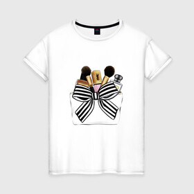 Женская футболка хлопок с принтом Кисти в Белгороде, 100% хлопок | прямой крой, круглый вырез горловины, длина до линии бедер, слегка спущенное плечо | make up | визаж | визажист | макияж | мейк | мейкап | пудра