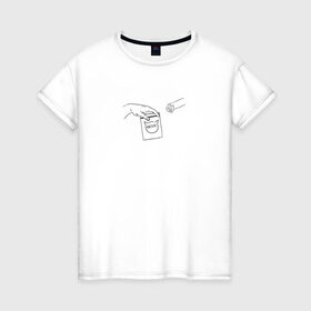 Женская футболка хлопок с принтом Вискас в Белгороде, 100% хлопок | прямой крой, круглый вырез горловины, длина до линии бедер, слегка спущенное плечо | вискас | животные | искусство | кот | котик | прикол | сотворение адама | юмор
