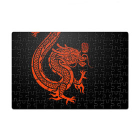 Пазл магнитный 126 элементов с принтом RED CHINA DRAGON в Белгороде, полимерный материал с магнитным слоем | 126 деталей, размер изделия —  180*270 мм | china | china dragon | red dragon | без крыльев | дракон змея | китай | китайские символы | китайский дракон | красный дракон | символ