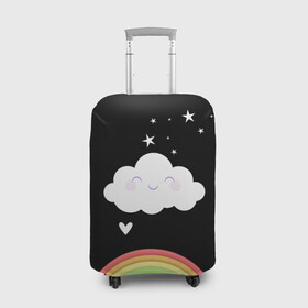 Чехол для чемодана 3D с принтом ОБЛАЧКО в Белгороде, 86% полиэфир, 14% спандекс | двустороннее нанесение принта, прорези для ручек и колес | глазки | звездочка | звезды | облако | облачко | радуга | сердечко | сердце | улыбка | щечки
