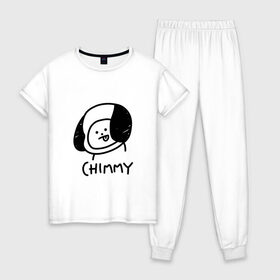 Женская пижама хлопок с принтом ЧИММИ | CHIMMY в Белгороде, 100% хлопок | брюки и футболка прямого кроя, без карманов, на брюках мягкая резинка на поясе и по низу штанин | army | bangtan boys | bt21 | bts | bts stickers | chimmy | cooky | k pop | koya | mang | monster | rap monster | rapmon | rj | rm | shooky | tata | van | бтс | ви | джей хоуп | джонгук | кейпоп | реп монстр | стикеры bts | сюга | чимин | чин
