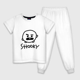 Детская пижама хлопок с принтом SHOOKY BTS в Белгороде, 100% хлопок |  брюки и футболка прямого кроя, без карманов, на брюках мягкая резинка на поясе и по низу штанин
 | Тематика изображения на принте: army | bangtan boys | bt21 | bts | bts stickers | chimmy | cooky | k pop | koya | mang | monster | rap monster | rapmon | rj | rm | shooky | tata | van | бтс | ви | джей хоуп | джонгук | кейпоп | реп монстр | стикеры bts | сюга | чимин | чин