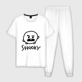 Мужская пижама хлопок с принтом SHOOKY | BTS в Белгороде, 100% хлопок | брюки и футболка прямого кроя, без карманов, на брюках мягкая резинка на поясе и по низу штанин
 | Тематика изображения на принте: army | bangtan boys | bt21 | bts | bts stickers | chimmy | cooky | k pop | koya | mang | monster | rap monster | rapmon | rj | rm | shooky | tata | van | бтс | ви | джей хоуп | джонгук | кейпоп | реп монстр | стикеры bts | сюга | чимин | чин