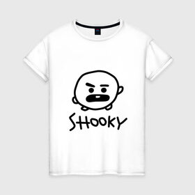 Женская футболка хлопок с принтом SHOOKY | BTS в Белгороде, 100% хлопок | прямой крой, круглый вырез горловины, длина до линии бедер, слегка спущенное плечо | army | bangtan boys | bt21 | bts | bts stickers | chimmy | cooky | k pop | koya | mang | monster | rap monster | rapmon | rj | rm | shooky | tata | van | бтс | ви | джей хоуп | джонгук | кейпоп | реп монстр | стикеры bts | сюга | чимин | чин